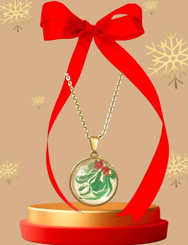 Hand Painted Colorful Christmas Pendant Necklace