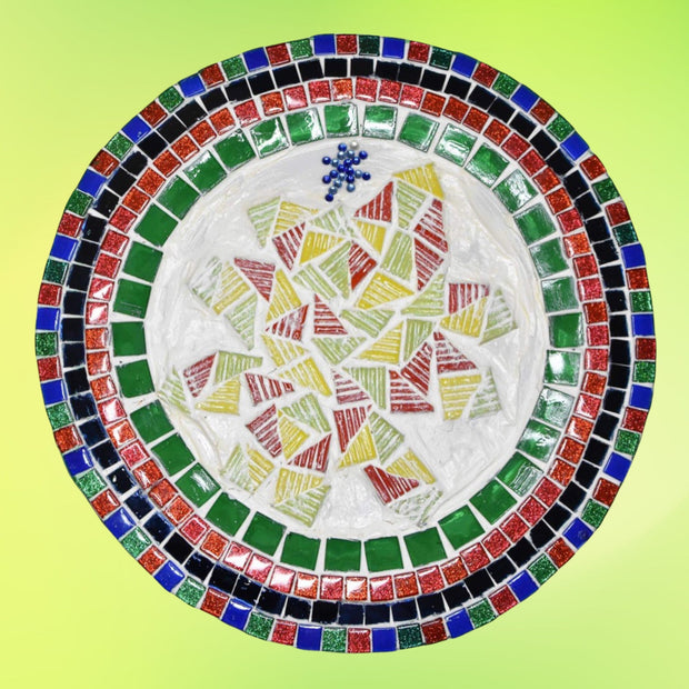 Handmade | Mid-Century Modern Decor| Holiday Tree Mosaic Plate|