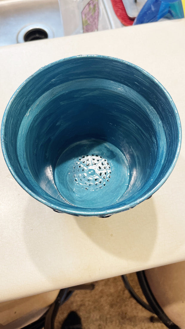 Turquoise Mother of Pearl Flower Pot