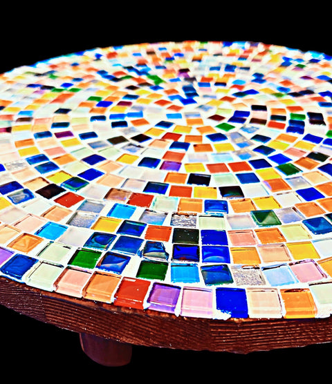 12” Plant Stand, Handmade Round Plant Stand, Mosaic Plant Riser | LARGE| Unique Plant Stand