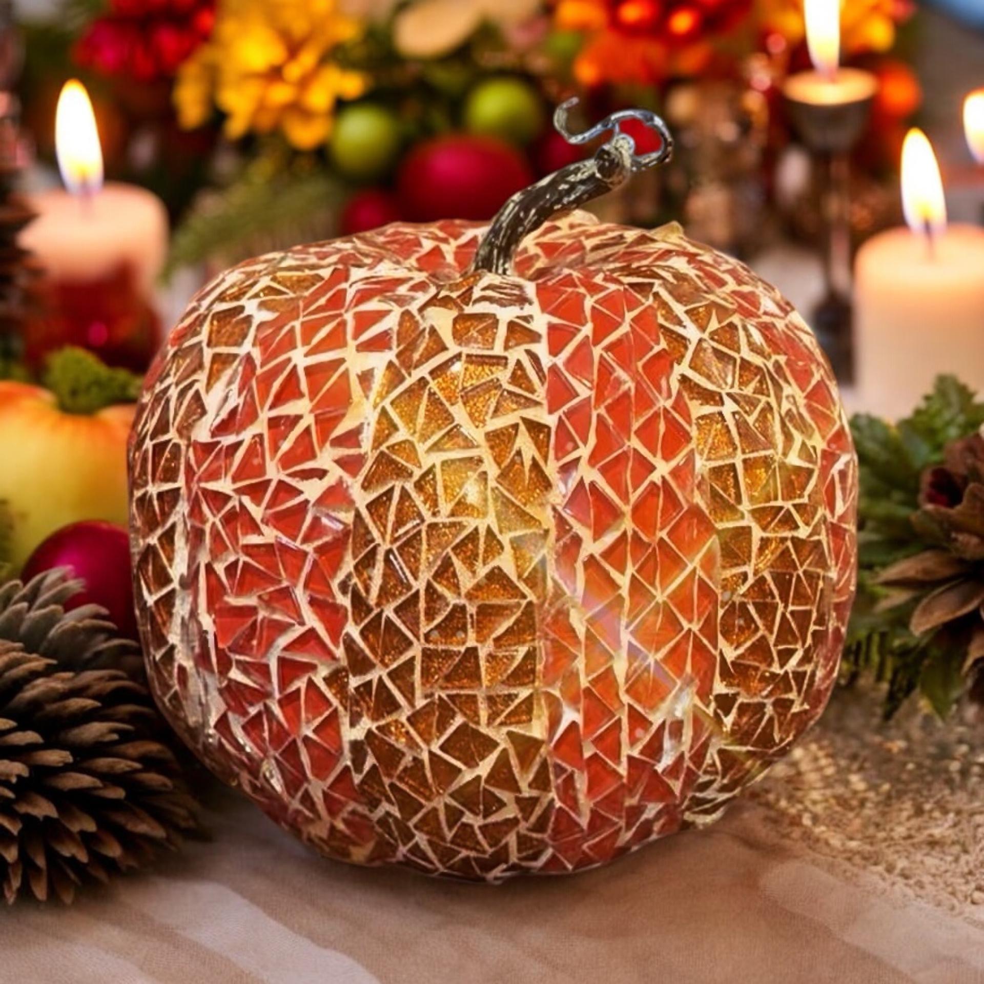 Handmade decorative fall pumpkin with orange and brown hues, perfect for autumn home decor, by My Store.
