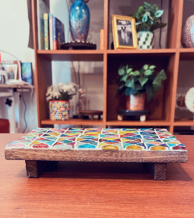 Mosaic Plant Stand | Kitchen Riser | Plant Riser | Decor Riser | Decorative Stand | Mosaic Plant Gift | Colorful Tile Gift | Table Riser