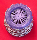 Purple and green mosaic flower pot with floral design, handcrafted ceramic planter for indoor and outdoor plants.