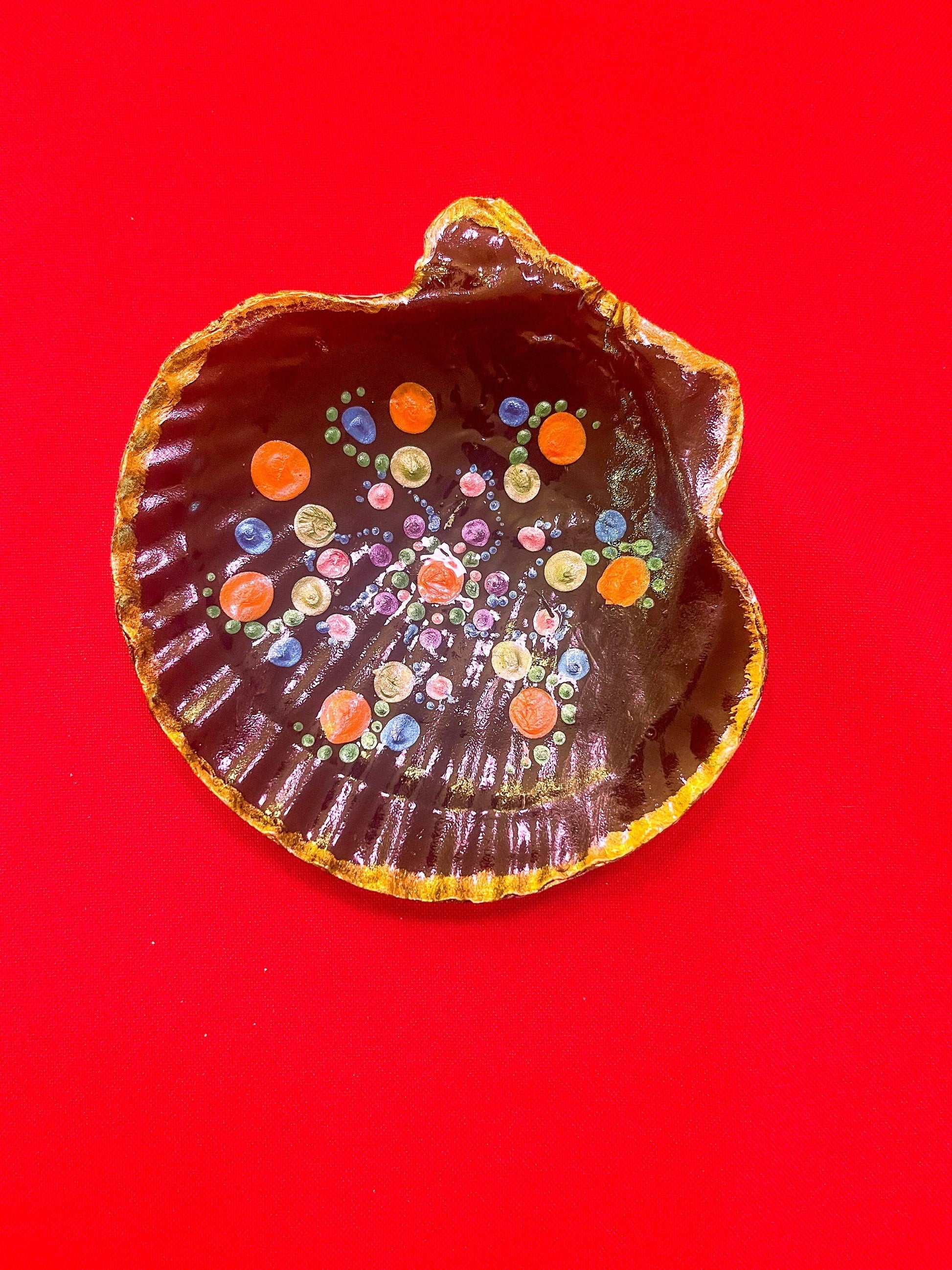 Hand-painted ring dish with colorful floral design, crafted by My Store, showcasing intricate artwork on a ceramic dish.