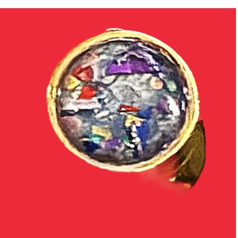 Gold Stainless Ring| Multicolored Crushed Glass