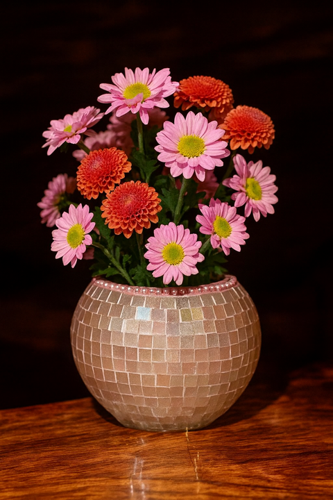 Disco Ball Planter| Pink disco ball gift | Pink disco decor | mosaic planter | pink disco art | pink vase | pink plant pot | round planter