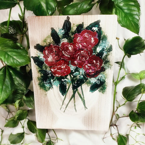 Hand painted Hearts Wooden Checkerboard Coffee Table Tray