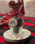 Handmade mother of pearl mosaic decorative stand with penny design by Miss Bette's Creations, featuring intricate pearl patterns.