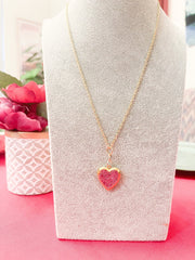 Gold Sparkling Rose Heart Shaped Locket