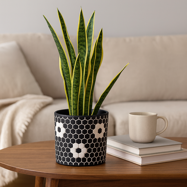 Black and White Planter | Mosaic Planter | Tile Plant Pot | 12” Planter | Decorative Planter | Boho Planter | Maximalist Planter