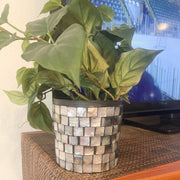 Mother of Pearl Planter | Mosaic Planter | House Plant Pot | Decorative Plant Pot | Mosaic Plant Pot | Iridescent Plant | Gray Brown Planter