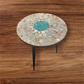 Tall Mother of Pearl Mosaic Plant Stand by Miss Bette's Creations featuring a decorative mosaic design and sturdy plant support structure.