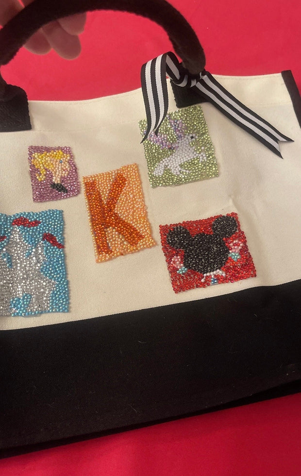 Customized White and Black All Purpose Tote Bag