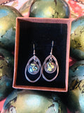 Descent Abalone Shell Double Teardrop Earrings featuring iridescent abalone shell in silver-tone drop earrings.