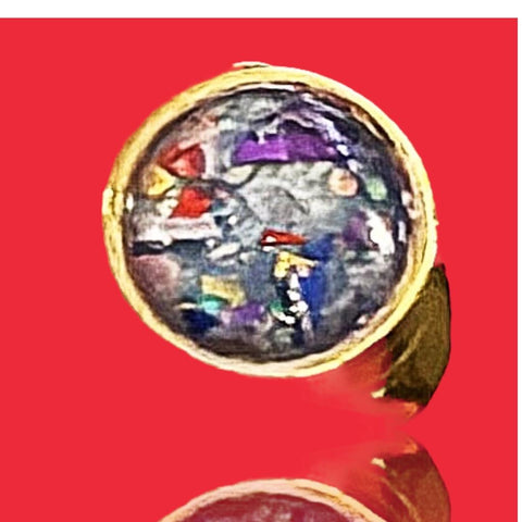 Gold Stainless Ring| Multicolored Crushed Glass