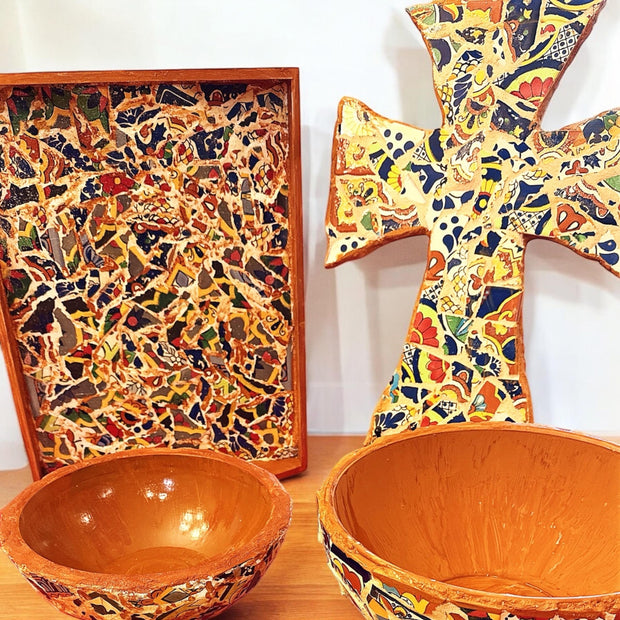 Mexican Mosaic Tile Christan Wall Cross