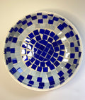 Blue and white stained glass bowl with intricate patterns, perfect for decorative use or serving, by My Store.