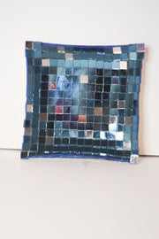 Sparkling Blue Glass Mosaic Candy Dish. Small Square Dish.
