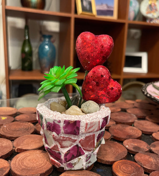 Small Mosaic Flower Pot For Succulents | Broken China Glass