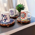 Butterfly crystal mosaic trivet with decorative display featuring colorful glass and intricate mosaic design.