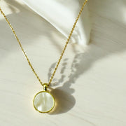 Round Mother of Pearl Pendant | Mother of Pearl Necklace| Simple Pendant | Shell Pendant Necklace