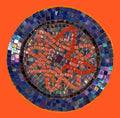 Handcrafted round mosaic wall art with colorful glass tiles, decorative home wall decor, by My Store