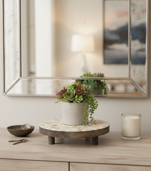 Large Mother of Pearl Decorative Stand
