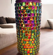 Multicolored Mosaic Iridescent 8” Vase