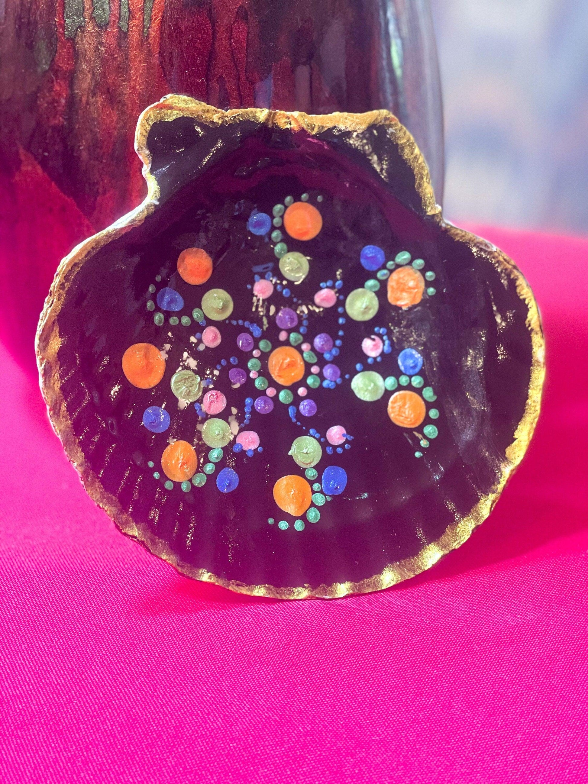 Hand painted ceramic ring dish with colorful floral design, perfect for jewelry storage and decorative use.
