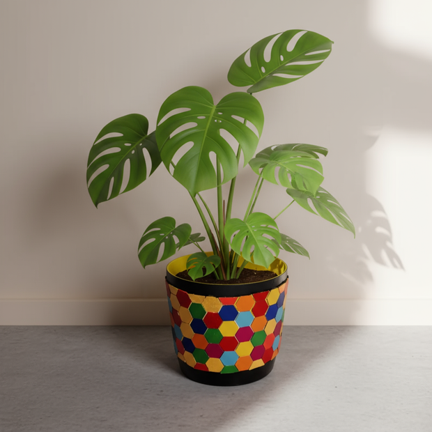 12” Multicolored Planter | Floor Planter | Rainbow Planter | Mosaic Plant Pot