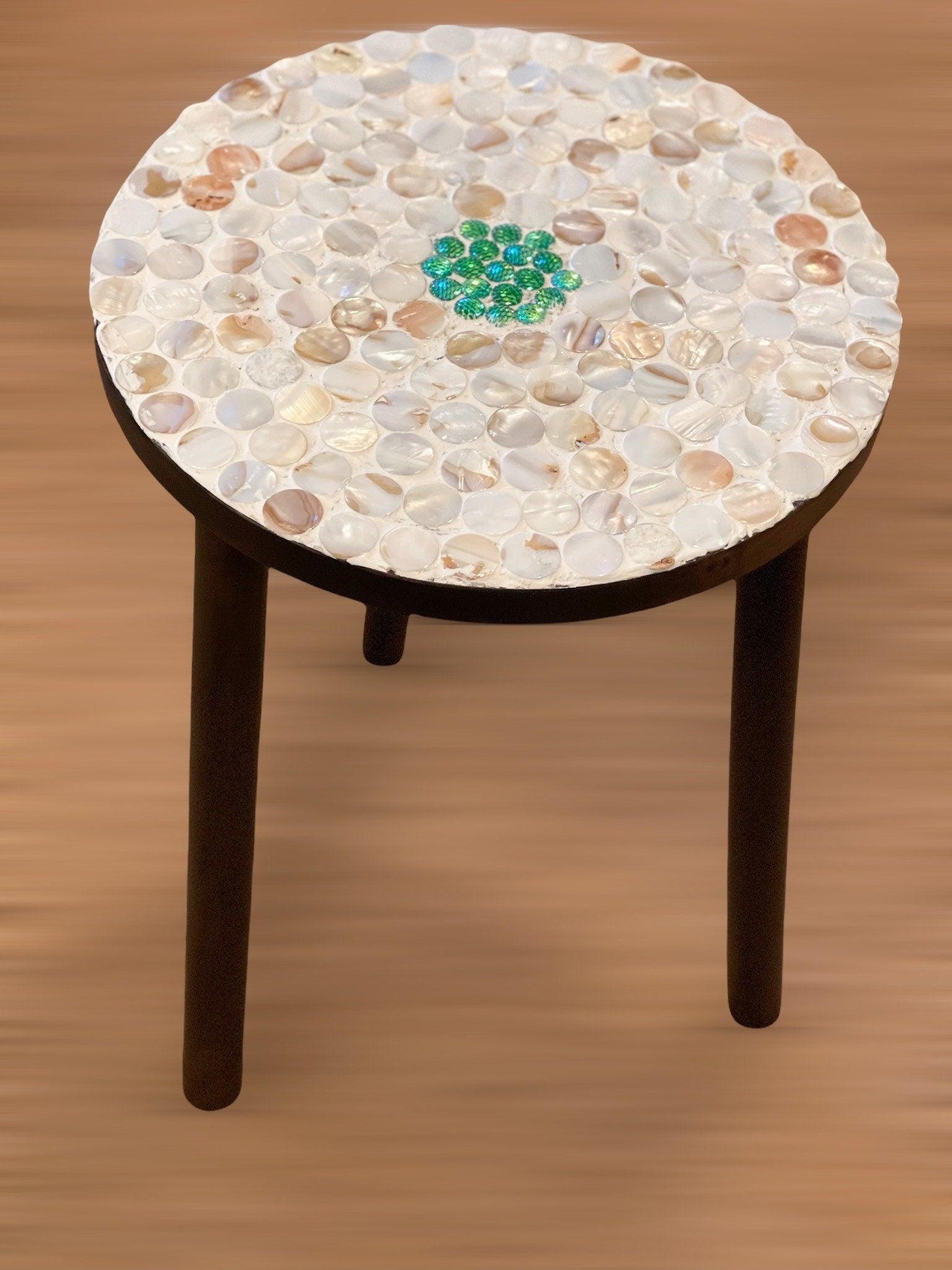 Tall Mother of Pearl plant stand by My Store, featuring a sleek, elegant design with a tall structure and mother of pearl accents.
