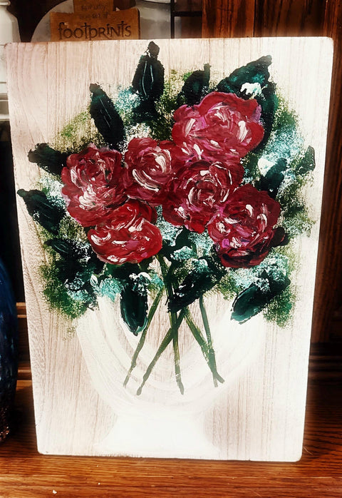 Hand painted Hearts Wooden Checkerboard Coffee Table Tray