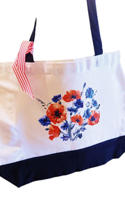 Large White and Black Design-Transferred Custom/personalized Canvas Bag