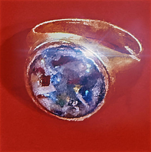 Gold Stainless Ring| Multicolored Crushed Glass