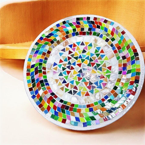 Rainbow Serving Platter | Mosaic Platter | Mosaic Plate | Mosaic Tray | Decorative Glass Platter | Boho Serving Dish | Boho Serving Platter