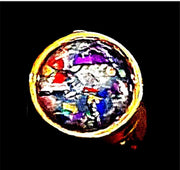 Gold Stainless Ring| Multicolored Crushed Glass