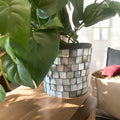 Luminous smoky pearl mosaic vase with intricate pattern, crafted by My Store, showcasing a glossy, decorative ceramic design.