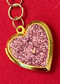 Gold sparkling rose-shaped heart locket with intricate detailing, designed by My Store, perfect for sentimental jewelry.