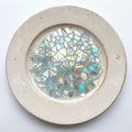 Multicolored rainbow mosaic fruit plate with vibrant fruit designs, perfect for decorative or serving purposes, by My Store