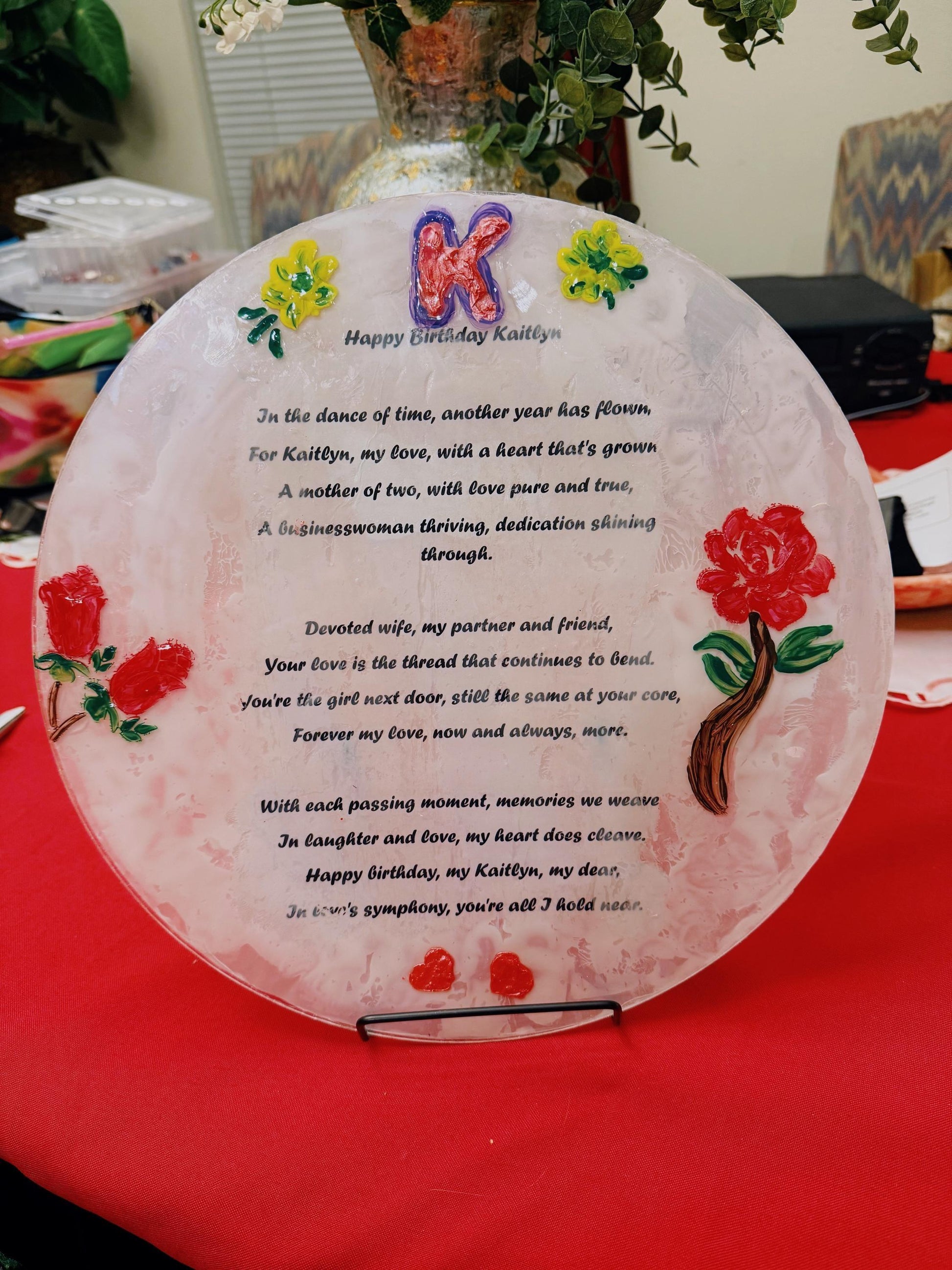 Custom poetry decorative piece featuring engraved poetic text on a wooden plaque for wall display.