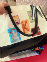 Customized White and Black All Purpose Tote Bag