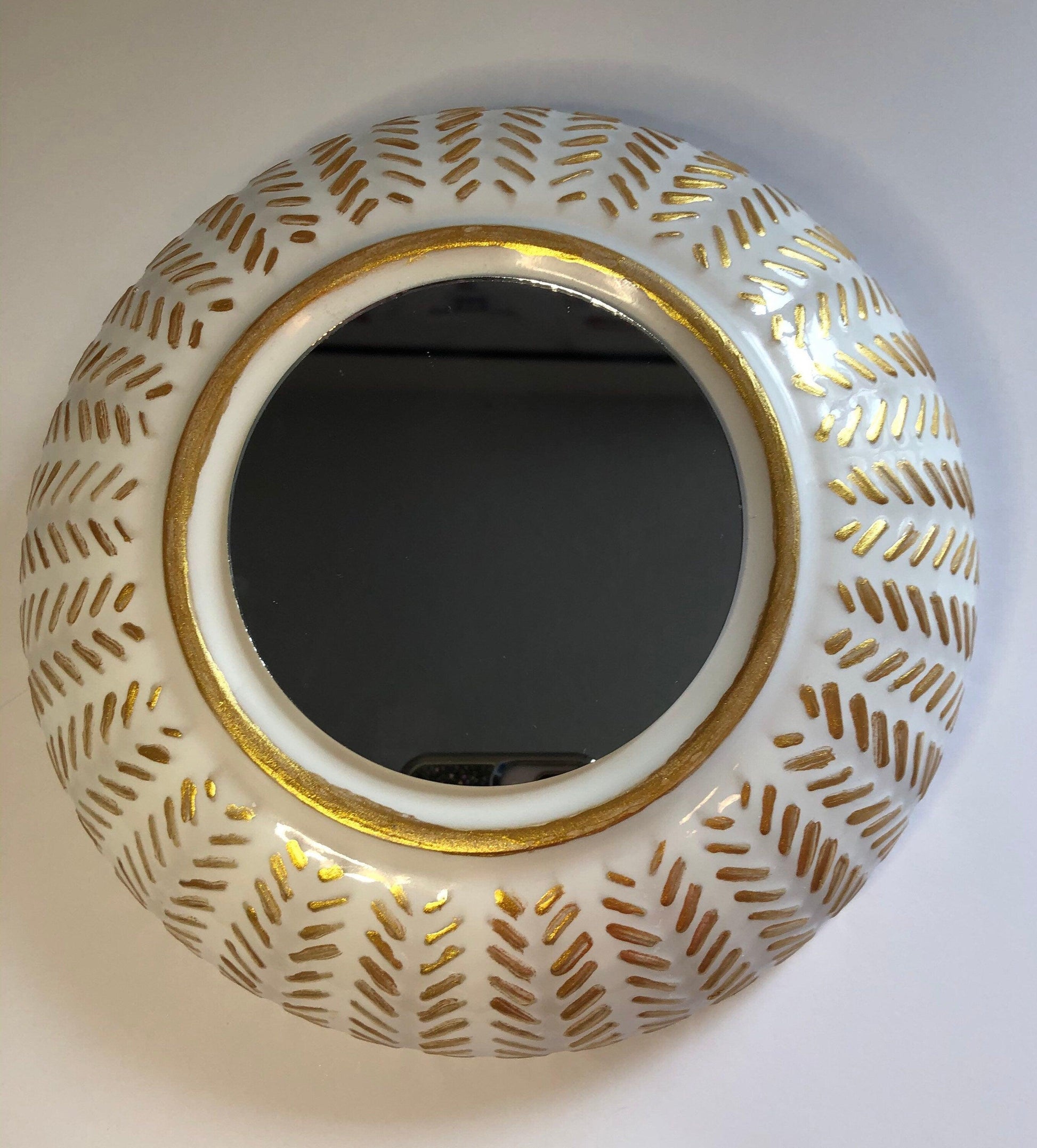 Blue and white stained glass bowl with intricate design, handcrafted by My Store.