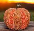 Handmade decorative fall pumpkin from My Store with orange and green accents, perfect for autumn home decor.