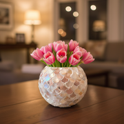 Mother of Pearl Pot | 10 Inch Planter | White Plant Pot | Mosaic Planter | Mosaic Vase | Pearl Plant Pot | Pearl Planter | Dopamine Decor