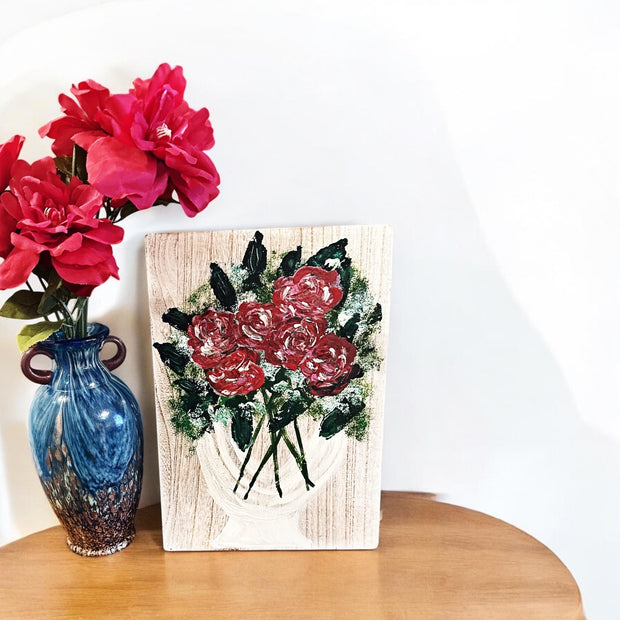 Hand painted Hearts Wooden Checkerboard Coffee Table Tray