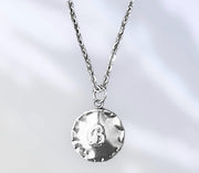 Personalized Silver Pendant Necklace – Custom Initial Hammered Design