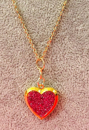 Gold Sparkling Rose Heart Shaped Locket