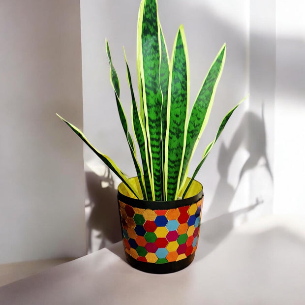 12” Multicolored Planter | Floor Planter | Rainbow Planter | Mosaic Plant Pot