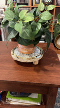 Handmade gold mirror and silver glass mosaic decorative plate with intricate design, perfect for elegant home decor.