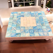 Square Turqoise Mother-Of-Pearl Plant Stand